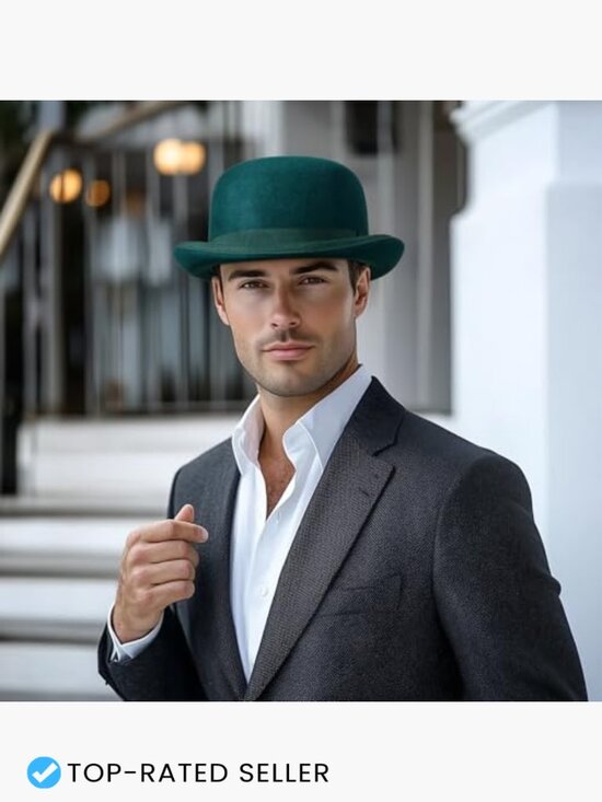 Wool Bowler Derby Hat Short Brim Fedora with Detachable Feather Accessory Unisex main image 4